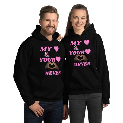 Unisex Hoodie With Pink Design | MY HEART AND YOUR HEART TOGETHER FOREVER Collection