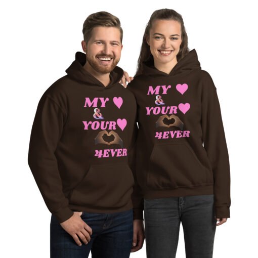 Unisex Hoodie With Pink Design | MY HEART AND YOUR HEART TOGETHER FOREVER - Image 9