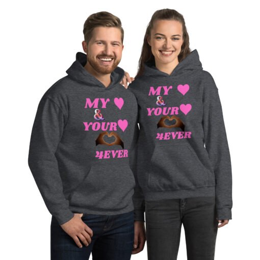 Unisex Hoodie With Pink Design | MY HEART AND YOUR HEART TOGETHER FOREVER - Image 10