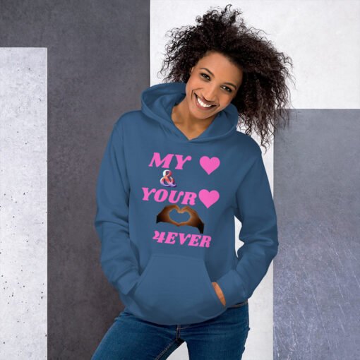 Unisex Hoodie With Pink Design | MY HEART AND YOUR HEART TOGETHER FOREVER - Image 4