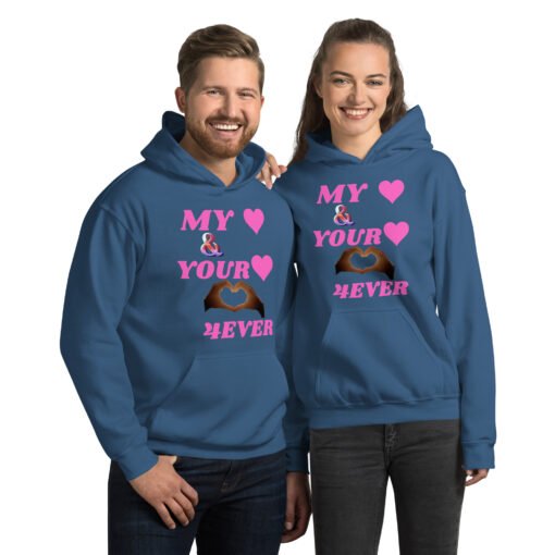 Unisex Hoodie With Pink Design | MY HEART AND YOUR HEART TOGETHER FOREVER - Image 12