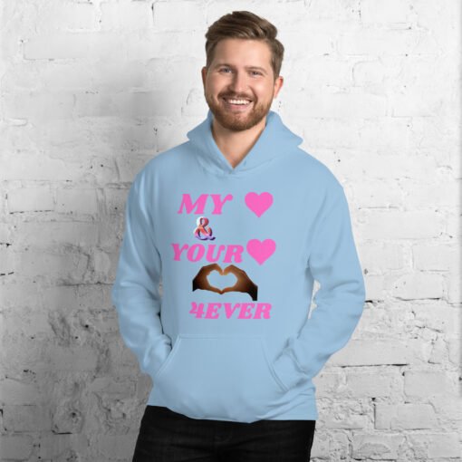 Unisex Hoodie With Pink Design | MY HEART AND YOUR HEART TOGETHER FOREVER - Image 6