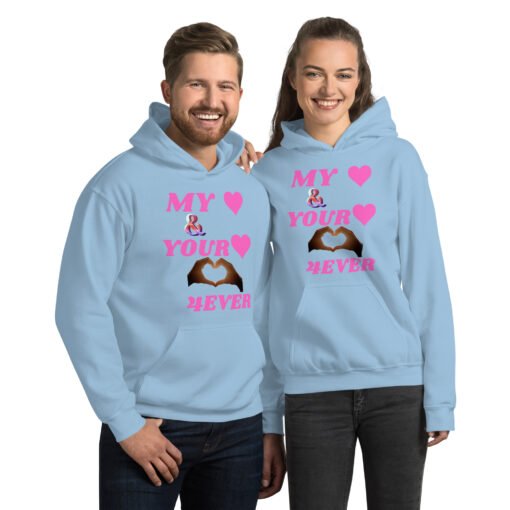 Unisex Hoodie With Pink Design | MY HEART AND YOUR HEART TOGETHER FOREVER - Image 16
