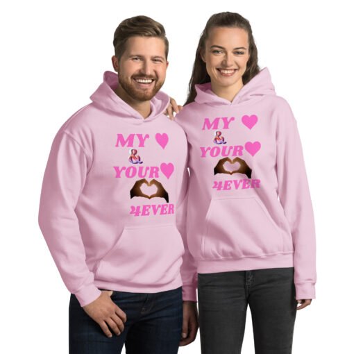 Unisex Hoodie With Pink Design | MY HEART AND YOUR HEART TOGETHER FOREVER - Image 18