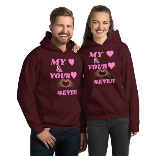 Unisex Hoodie With Pink Design | MY HEART AND YOUR HEART TOGETHER FOREVER - Image 8