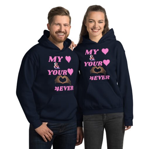 Unisex Hoodie With Pink Design | MY HEART AND YOUR HEART TOGETHER FOREVER - Image 7