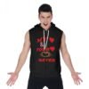 Men's Black Zipper-Up Sleeveless Hoodie with MHAYHTF Red Design