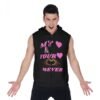 Men's Zipper-Up Black Sleeveless Hoodie with MHAYHTF Pink Design
