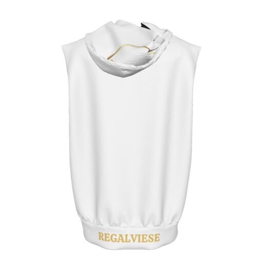 Men's White Zipper-Up Sleeveless Hoodie Red Design - Image 2