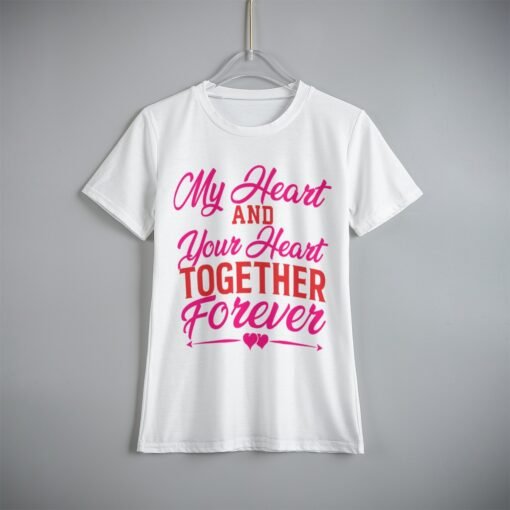 My Heart And Your Heart White Kid's T-Shirt with a cute heart design from Regalviese.