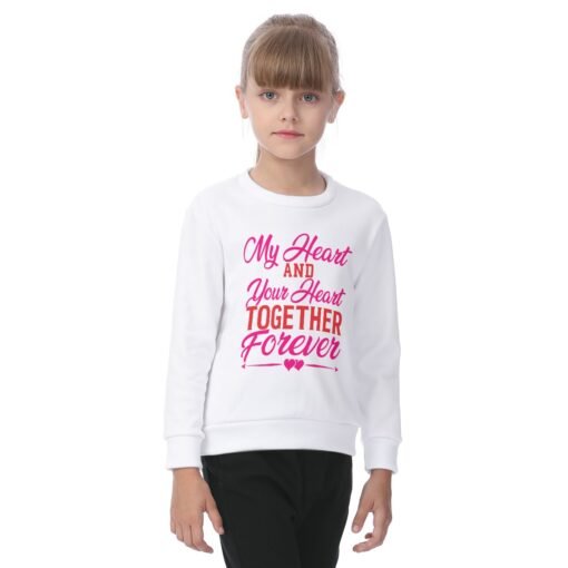 Kid's Heavy Fleece White Sweatshirt MHAYHTF from Regalviese, featuring a warm fleece material and heartwarming design.