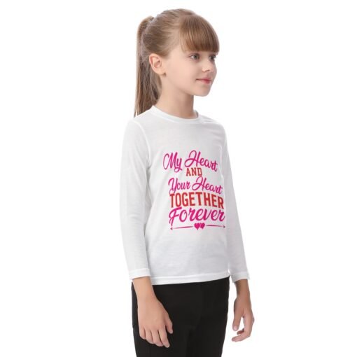 Kid's Round-Neck Long Sleeve White T-shirt MHAYHTF - Image 2