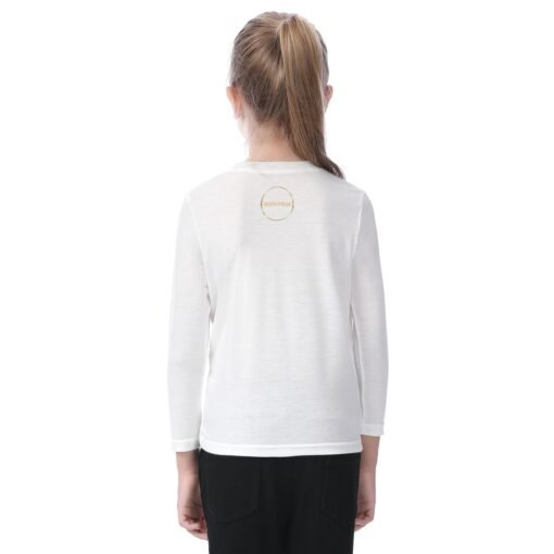 Kid's Round-Neck Long Sleeve White T-shirt MHAYHTF - Image 4