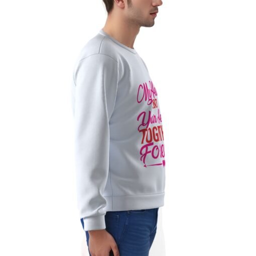 Men's Heavy Fleece White Sweatshirt MHAYHTF - Image 3