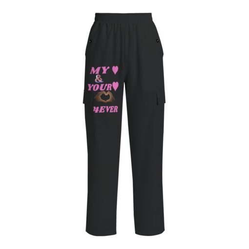 Women's Black Cargo Pants with Pink Design, showcasing a modern and chic style.