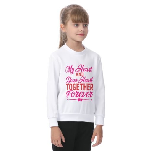 My Heart And Your Heart Kid's White Sweatshirt - Image 2