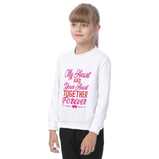 My Heart And Your Heart Kid's White Sweatshirt - Image 3