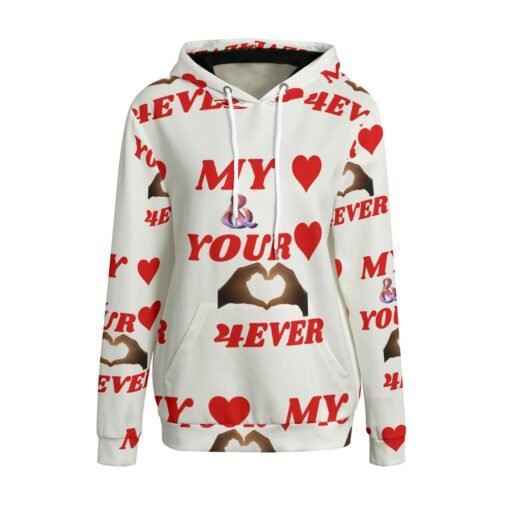 Women's Pullover White Interlock Hoodie with Red Accents | MHAYHTF | Regalviese