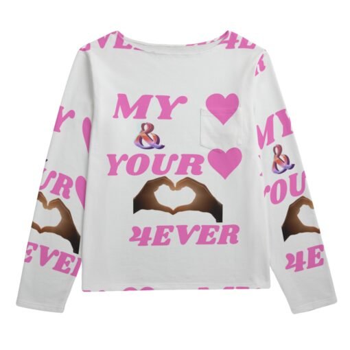 Unisex Boat Neckline Cotton Sweatshirt in pink with chest pocket and MHAYHTF design.